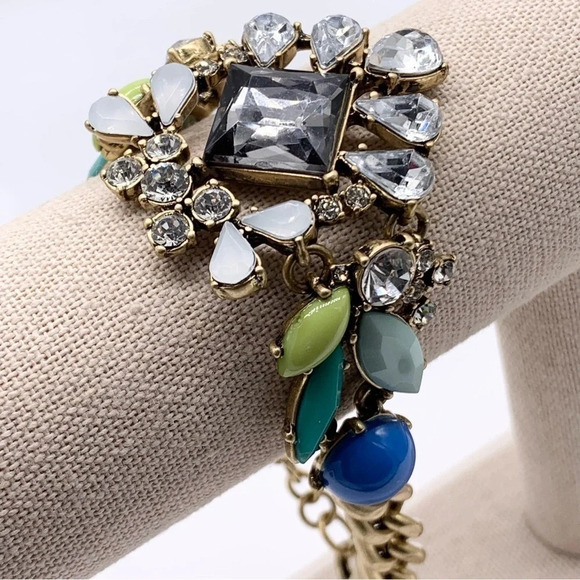 J. Crew Jewelry - J. Crew Blue Green Jeweled Bracelet